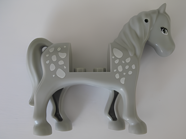 Лошадь Lego 93083c01pb09 Horse with 2 x 2 Cutout with Light Bluish Gray Eyes and White Spots Pattern